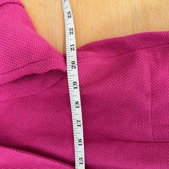 Eileen Fisher Blazer Sz M Pink Linen Blend Open Front Textured Pockets Preppy - Picture 10 of 11